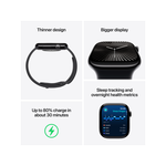 Apple Watch Series 10 GPS + Cellular 42mm Jet Black Aluminium Case with Black Sport Band - M/L