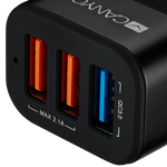Canyon C-07 Universal 3xUSB Car Adapter with Smart IC - Black/Blue