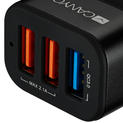 Canyon C-07 Universal 3xUSB Car Adapter with Smart IC - Black/Blue