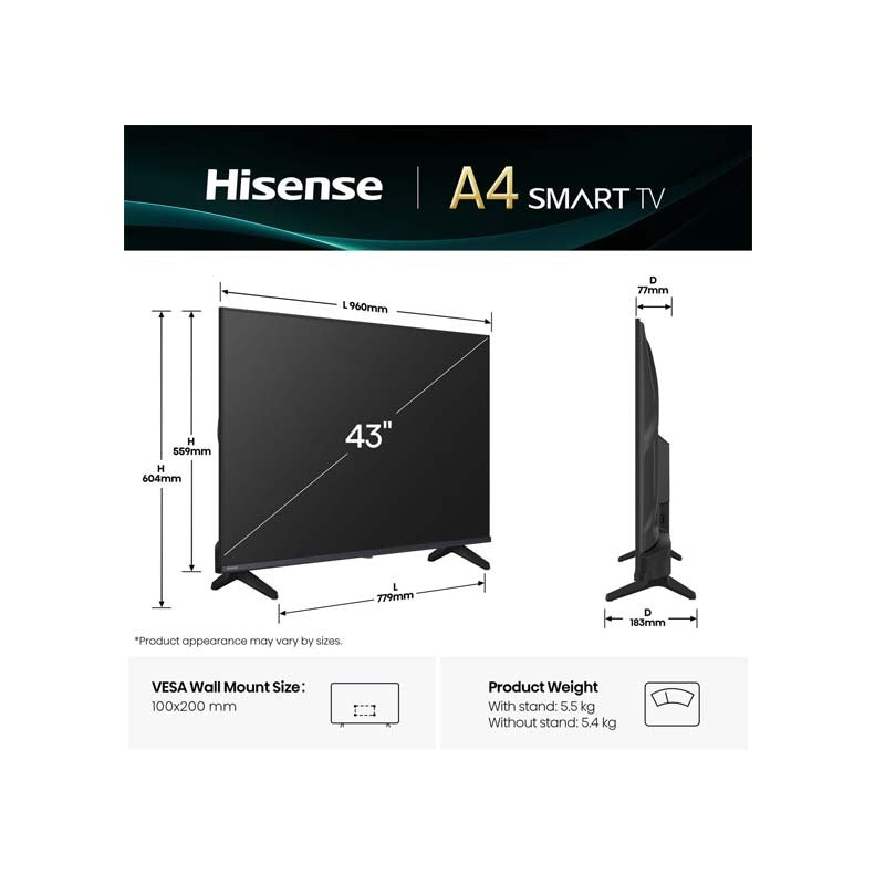 Hisense 43A4Q 43 Inch FHD VIDAA Smart TV