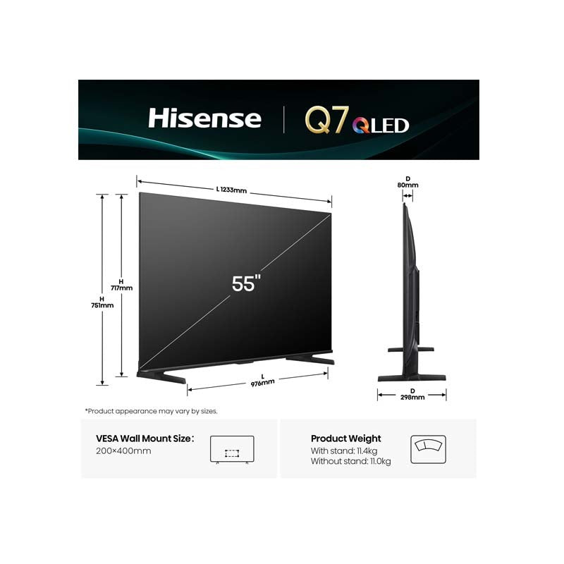 Hisense 55Q7Q 55 Inch LED 144Hz VRR QLED Gaming TV