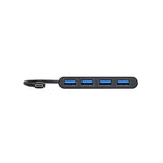 Port Connect Type-C to USB3.0 4 Port Hub - Black