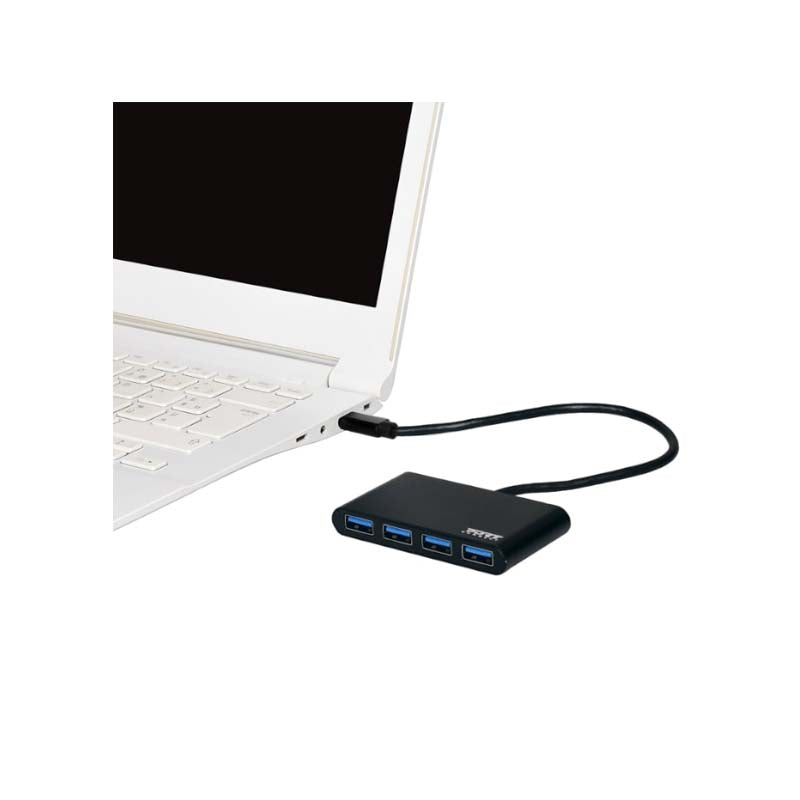 Port Connect Type-C to USB3.0 4 Port Hub - Black