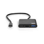 Port Connect 30cm Type-C to HDMI USB3.0 Type-C 60W PD Power Dock - Black