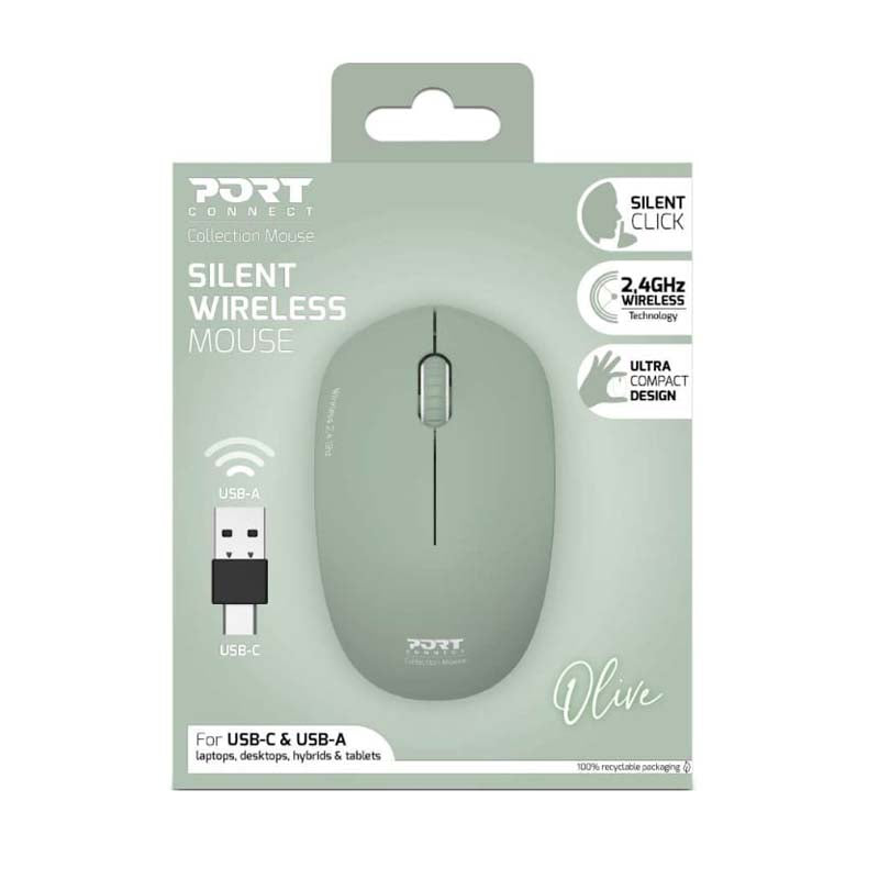 Port Connect Wireless Mouse - Olive