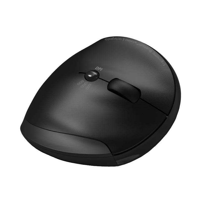 Port Connect Bluetooth + Wireless Rechargeable Ergonomic Mouse - Black