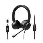 Port Comfort Office USB Stereo Headset with Microphone - Black