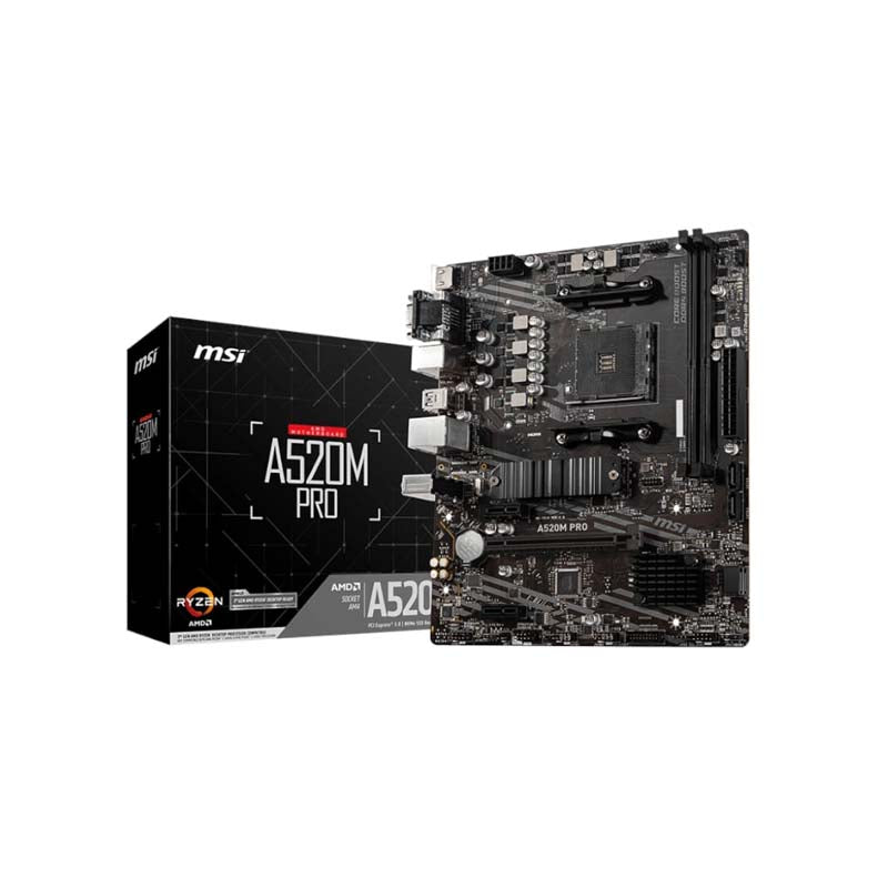 MSI A520M-Pro AMD AM4 MATX Gaming Motherboard - Black