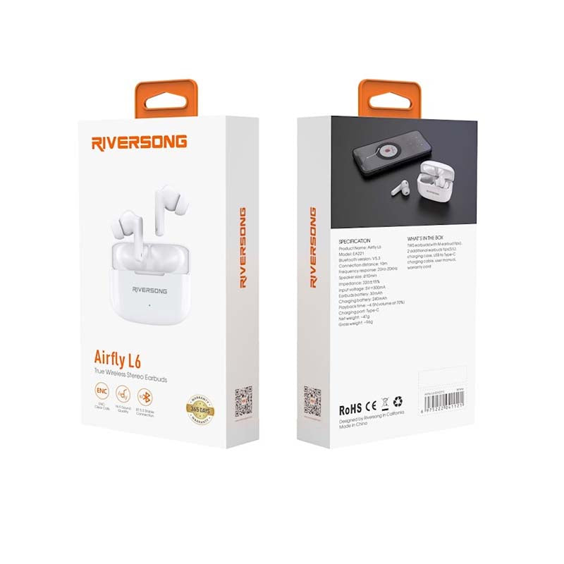 Riversong AirFly L6 True Wireless Stereo Earbuds - White