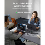 Anker 140W 4 Port Charger With Cable - Grey - Grey