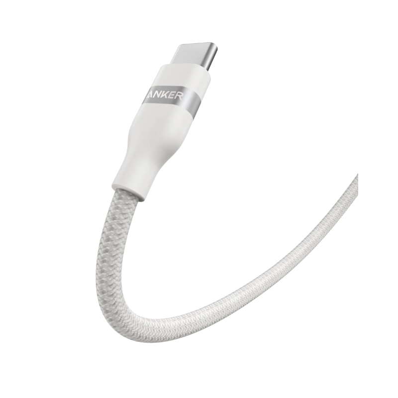 Anker USB C-USB C 1 Metre Fast Charging 240W Braided Cable â€“ White - White