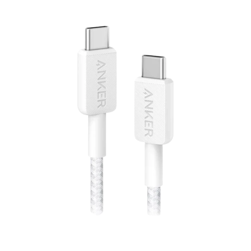 Anker USB C-USB C 1 Metre Fast Charging 240W Braided Cable â€“ White - White