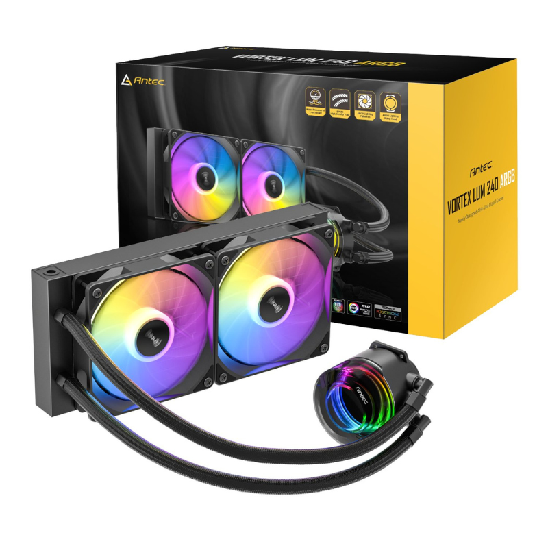 Antec VORTEX LUM 240 ARGB AIO CPU Liquid Cooler Black - Black