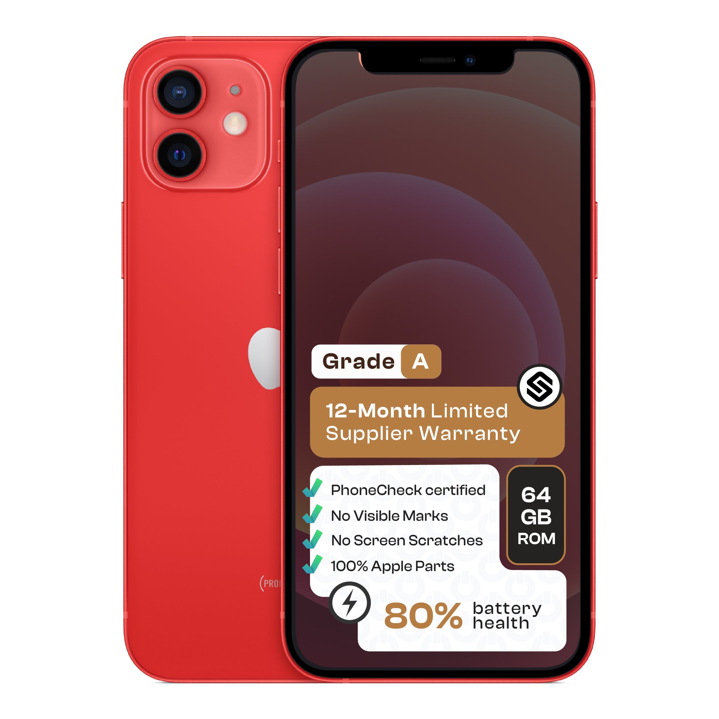 Apple iPhone 12 (CPO - Grade A)-Red - Red