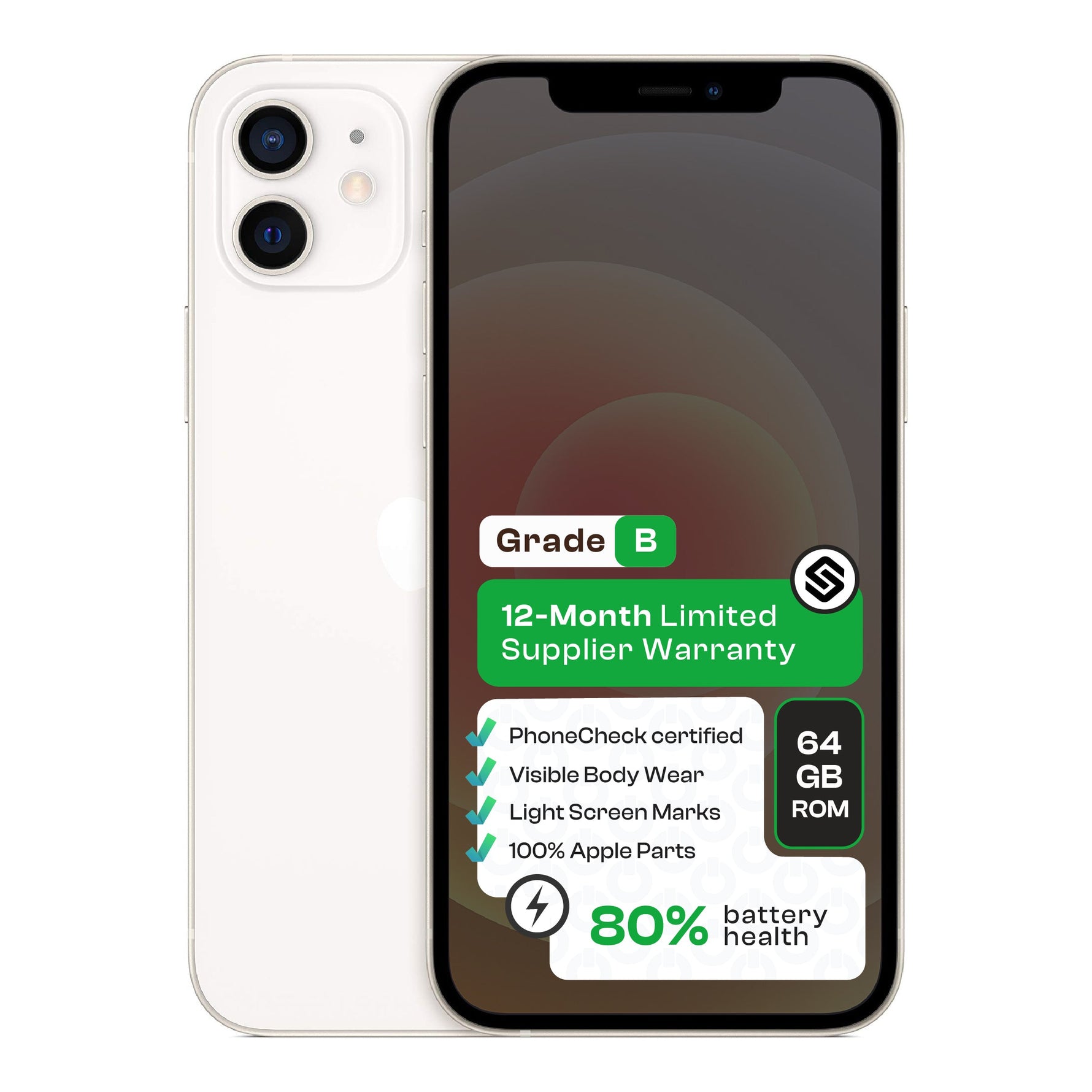 Apple iPhone 12 (CPO - Grade B)-White - White