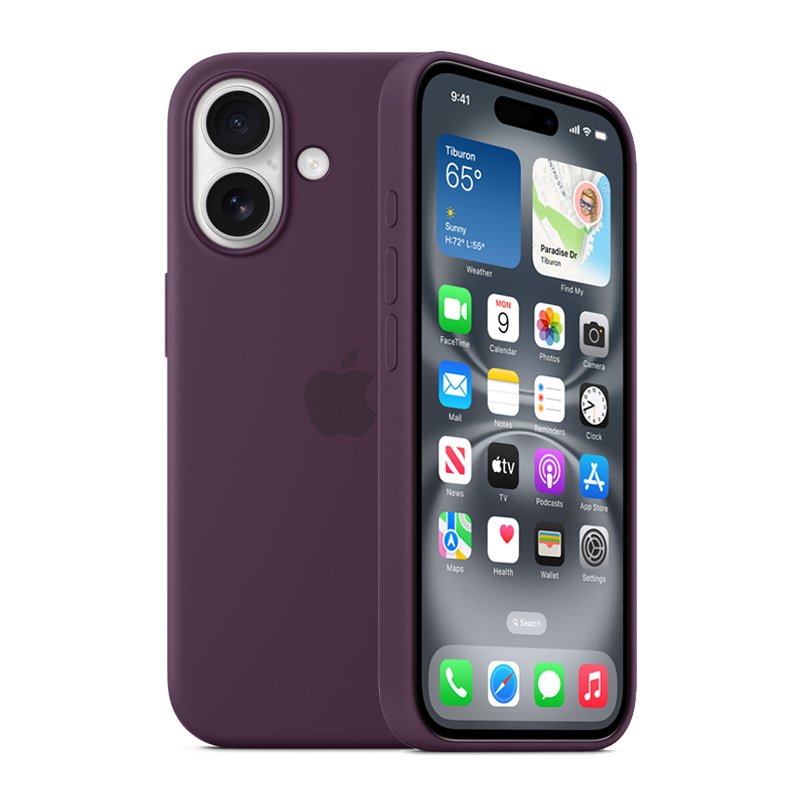Apple iPhone 16 Plus Silicone Case with MagSafe - Plum - Red