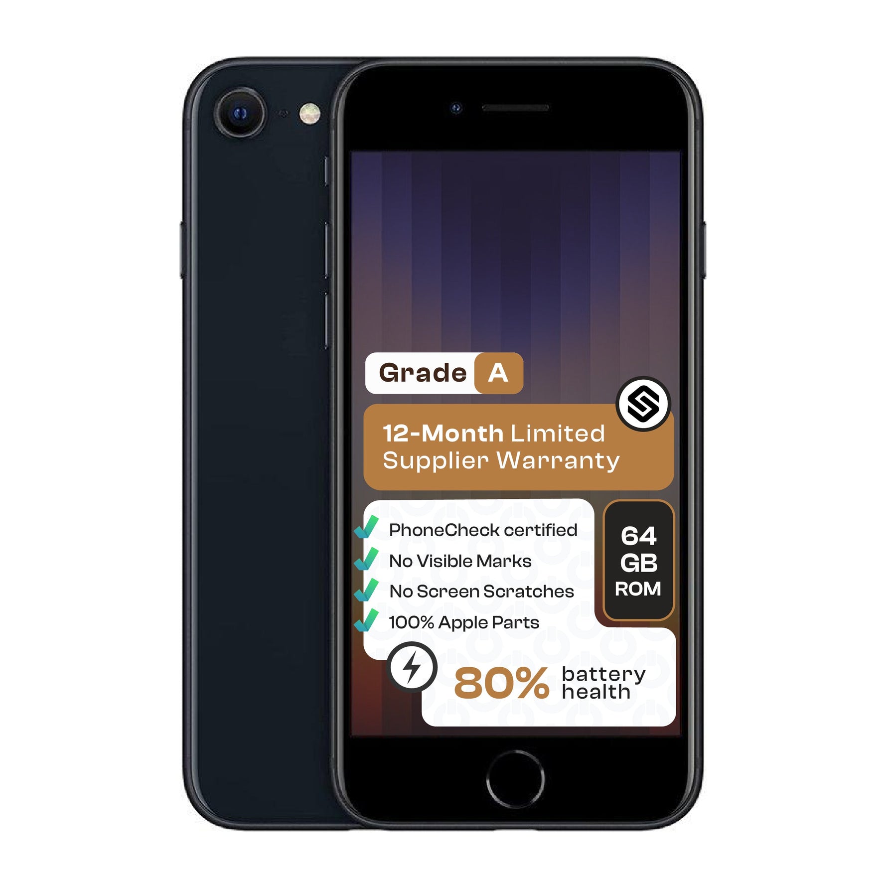 Apple iPhone SE 2022 3rd Gen (CPO - Grade A)-Black - Black