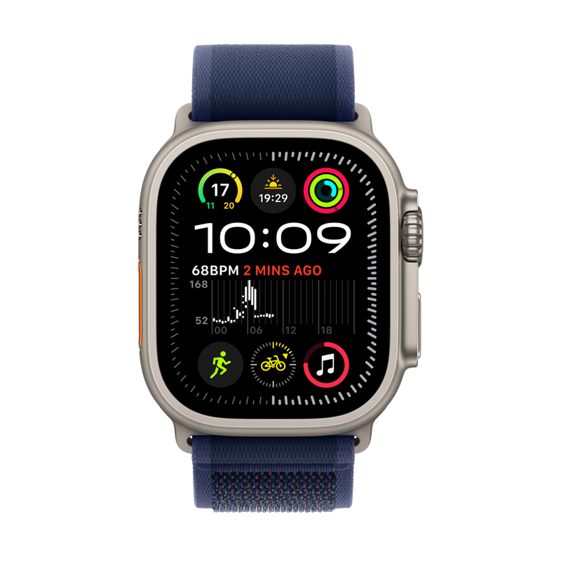 Apple Watch Ultra 2 GPS + Cellular 49mm Natural Titanium Case with Blue Trail Loop - S/M - Blue
