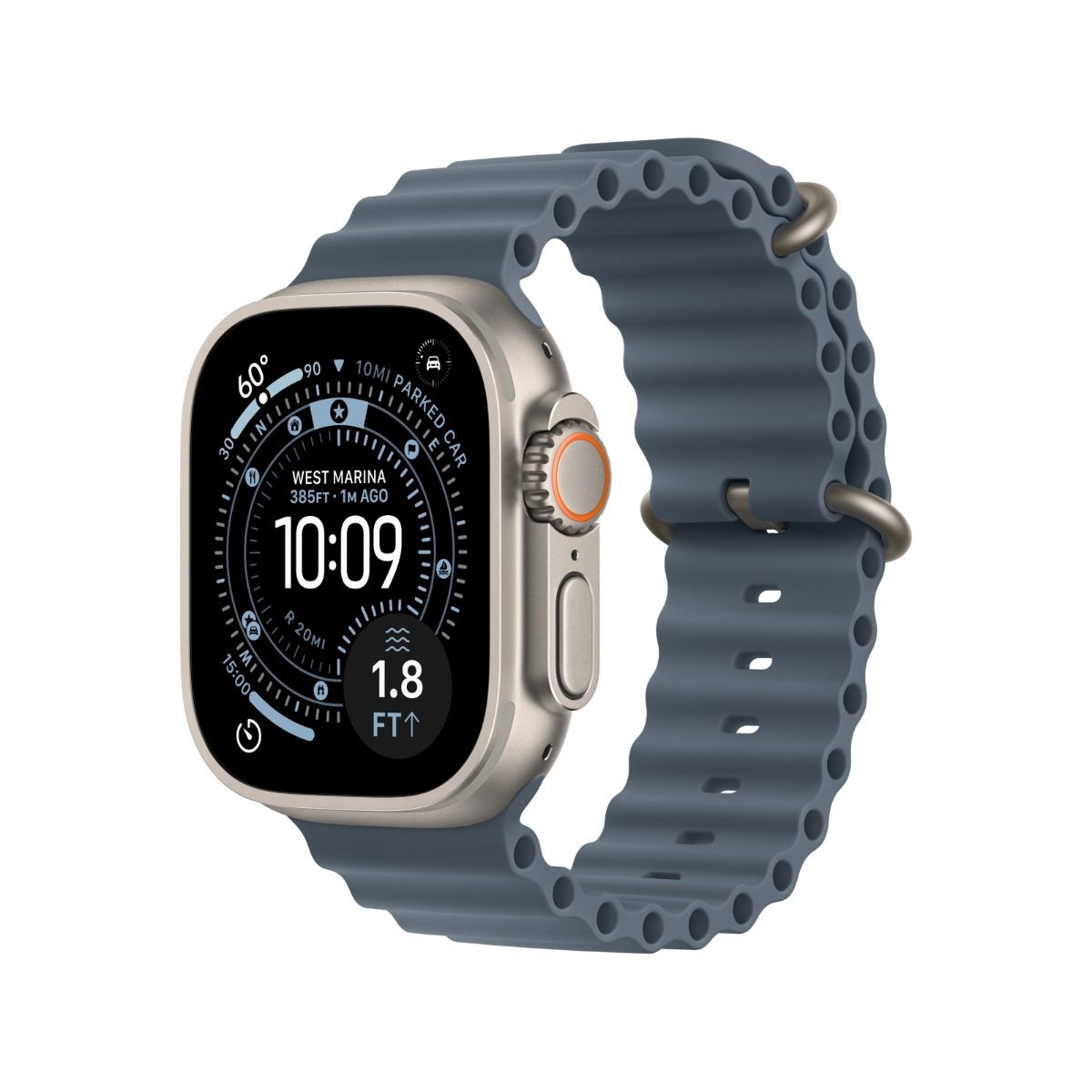 Apple Watch Ultra 3 GPS & Cellular 49mm Natural Titanium Case with Anchor Blue Ocean Band - Blue