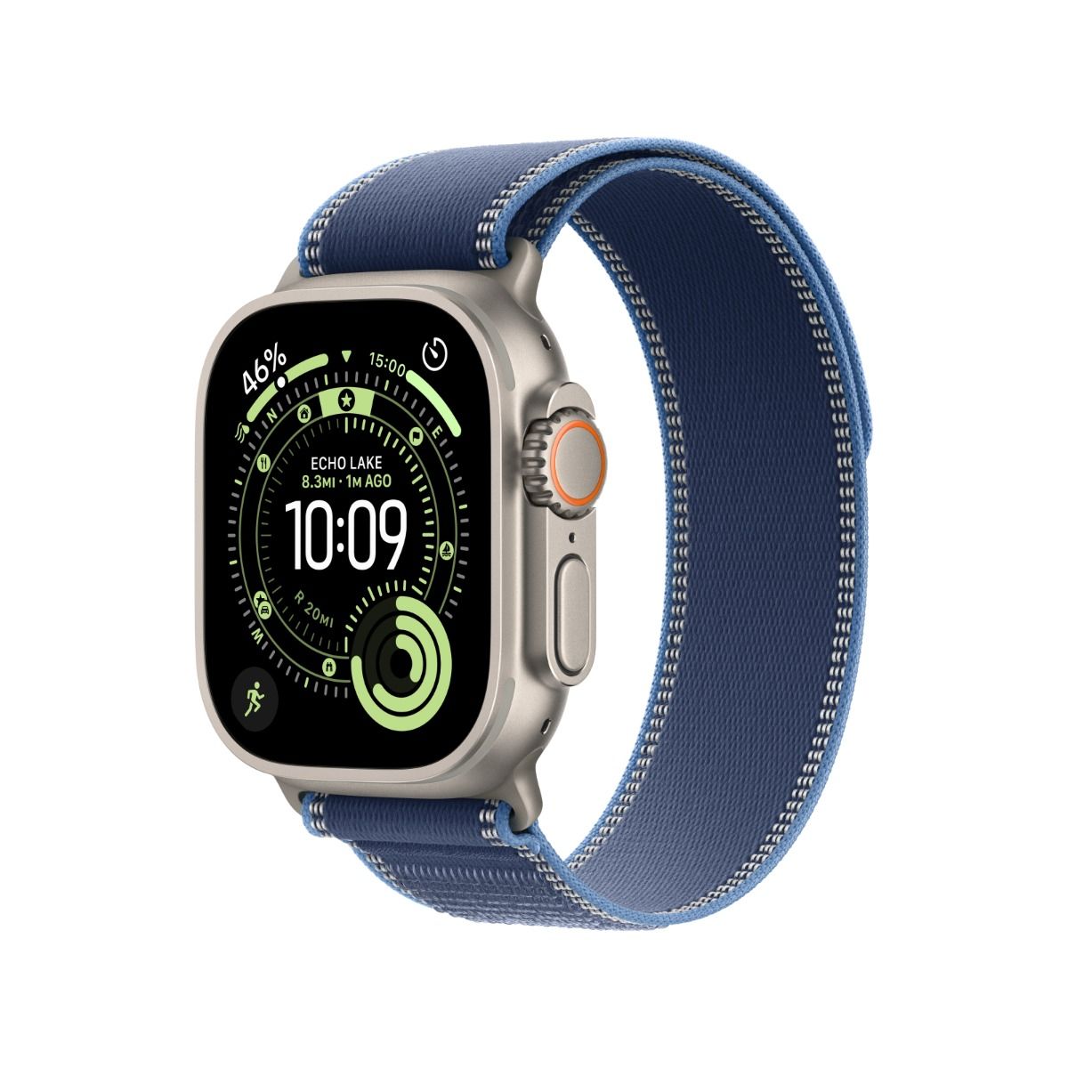 Apple Watch Ultra 3 GPS & Cellular 49mm Natural Titanium Case with Blue / Bright Blue Trail Loop - Medium / Large (145