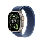 Apple Watch Ultra 3 GPS & Cellular 49mm Natural Titanium Case with Blue / Bright Blue Trail Loop - Medium / Large (145 - 220mm)