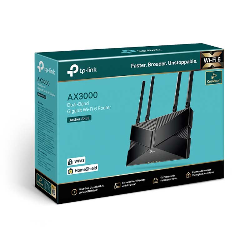 TP-Link Archer AX53 AX3000 Dual Band Wi-Fi 6 Router - Black