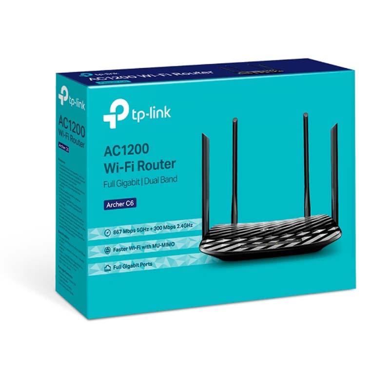TP-Link Archer C6 AC1200 Wireless MU-MIMO Router - Black