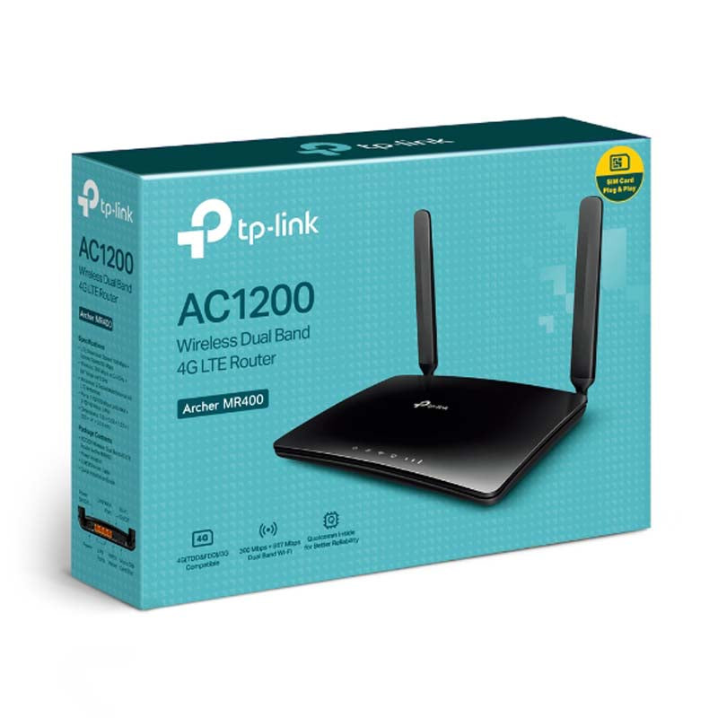 TP-Link Archer MR400 AC1200 Wireless Dual Band 4G LTE Router - Black