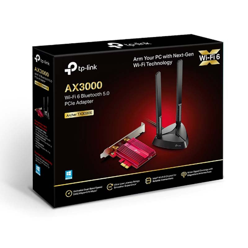 TP-Link Archer TX3000E AX3000 Wi-Fi 6 Bluetooth 5.0 PCI Express Adapter - Black