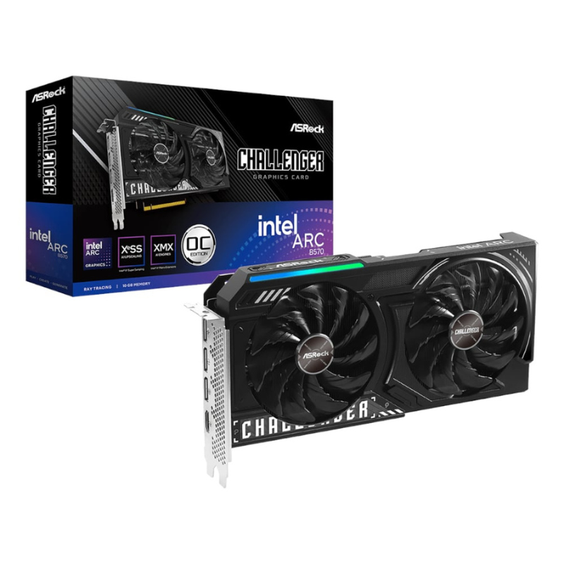 ASRock Intel Arc B570 Challenger OC 10GB GDDR6 160-BIT Graphics Card - Black