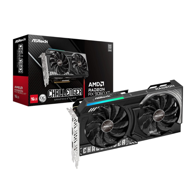 ASRock Radeon RX 9060 XT Challenger 16GB OC Graphics Card (RDNA 4 PCIe 5.0) - Black
