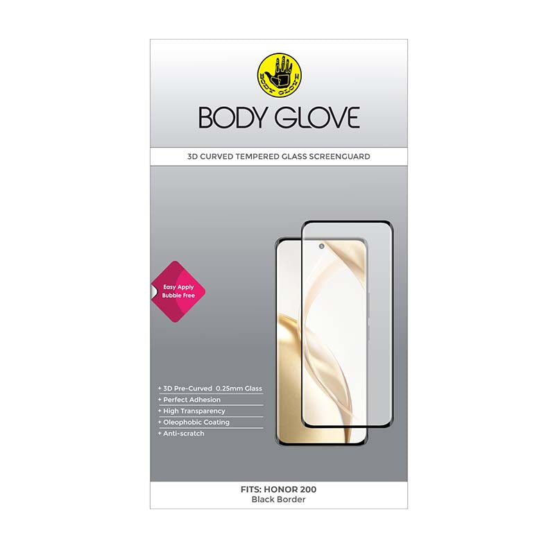 Body Glove 3D Tempered Glass Screen Protector Honor 200 - Black