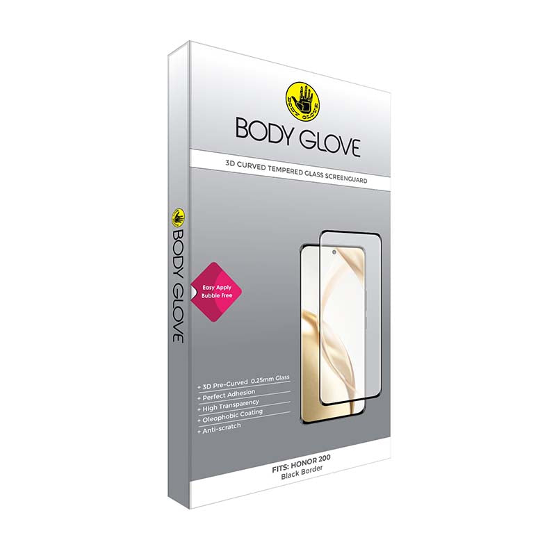 Body Glove 3D Tempered Glass Screen Protector Honor 200 - Black