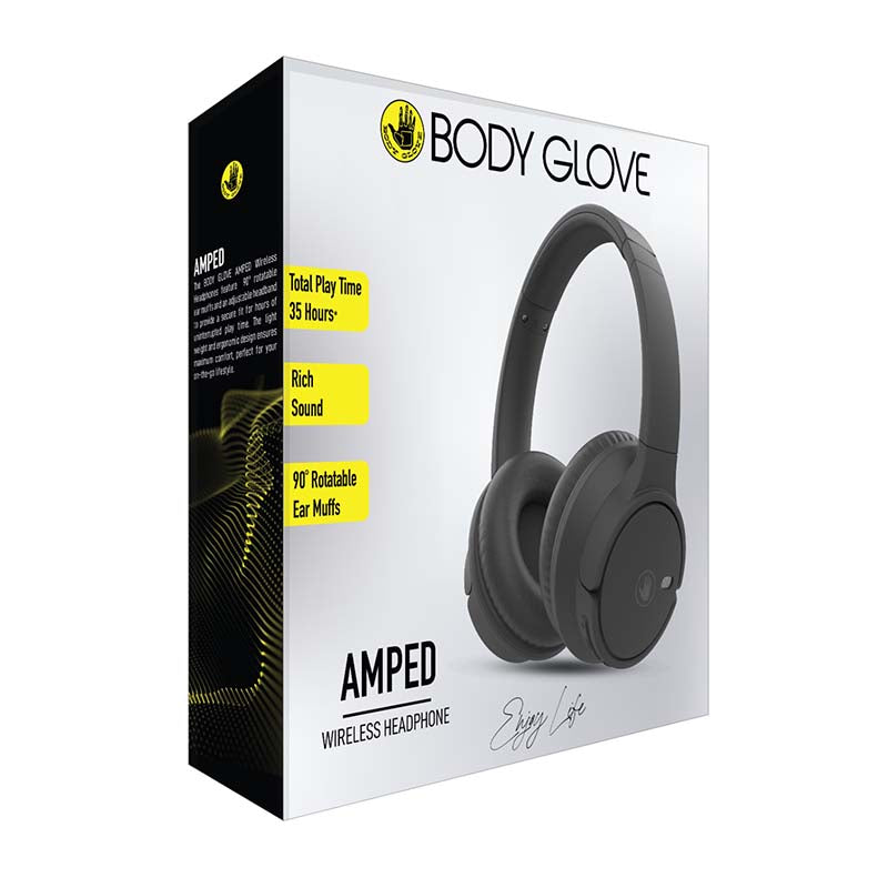 Body Glove Amped Wireless Over-Ear Headphones - Black - Black