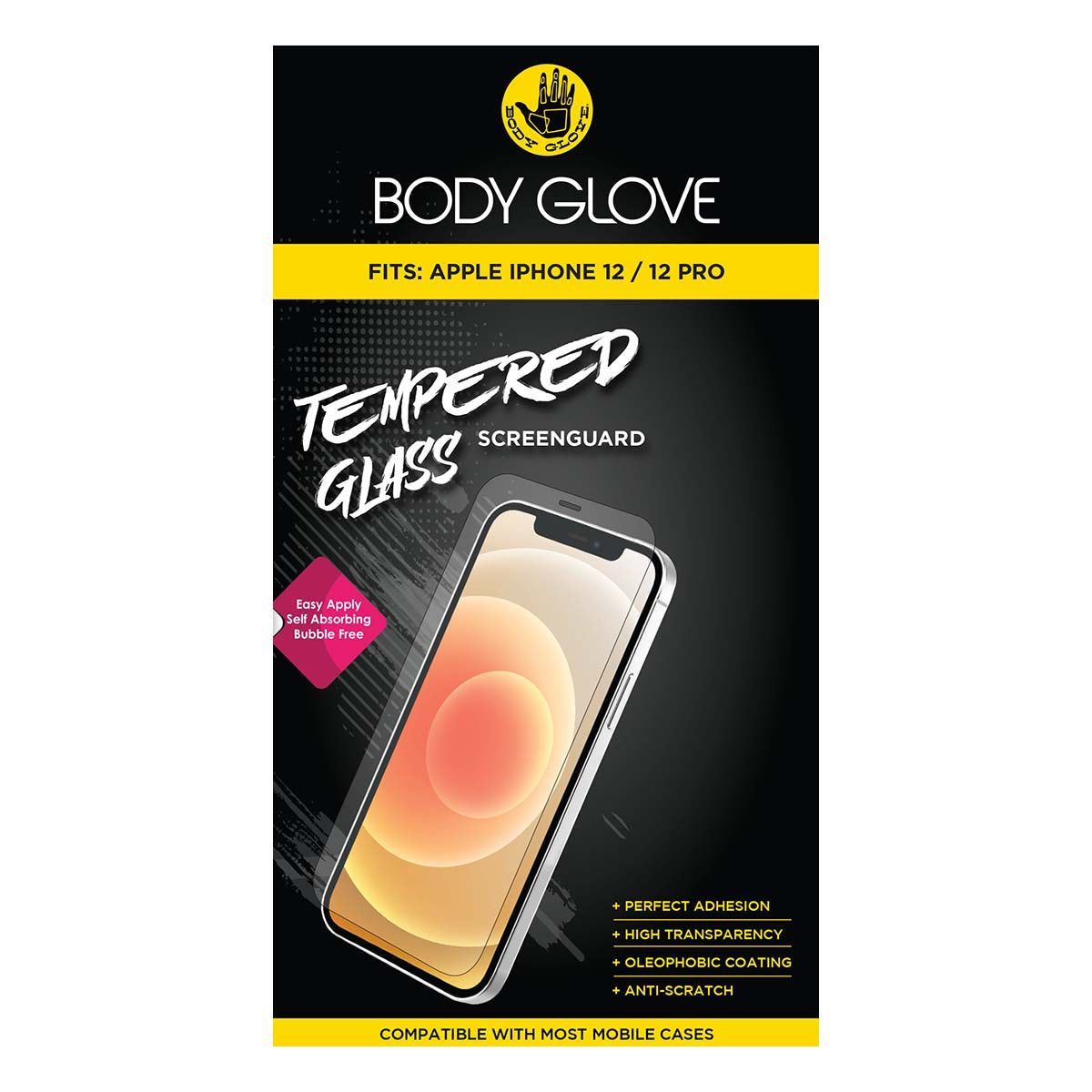 Body Glove Apple iPhone 12/12 Pro Full Glue Tempered ScreenGuard - Clear - Clear