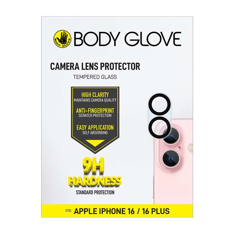 Body Glove Apple iPhone 16 / iPhone 16 Plus Camera Tempered Glass Screen Protector - Black - Black