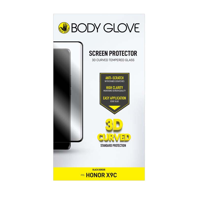 Body Glove Honor X9c 3D Tempered Glass Screen Protector - Black - Black