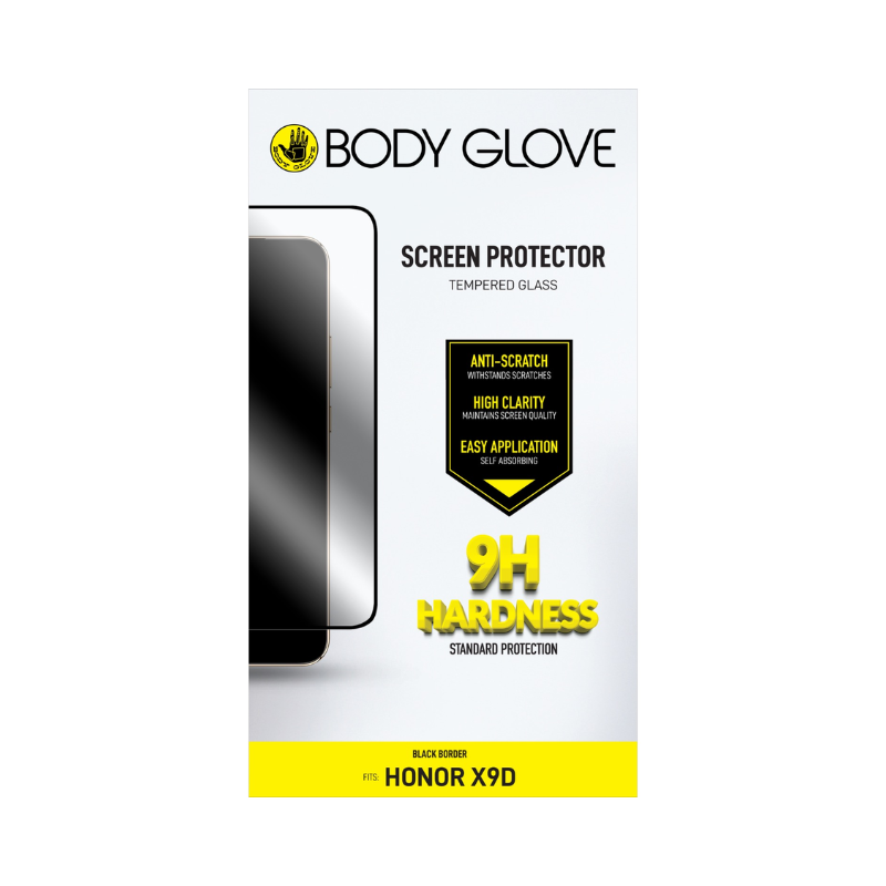 Body Glove Honor X9D Tempered Glass Screenguard - Black - Black
