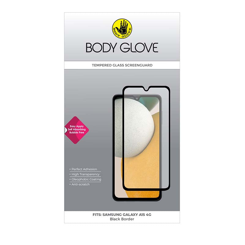 Body Glove Samsung Galaxy A15 4G Tempered Glass Screen Protection - Black - Black
