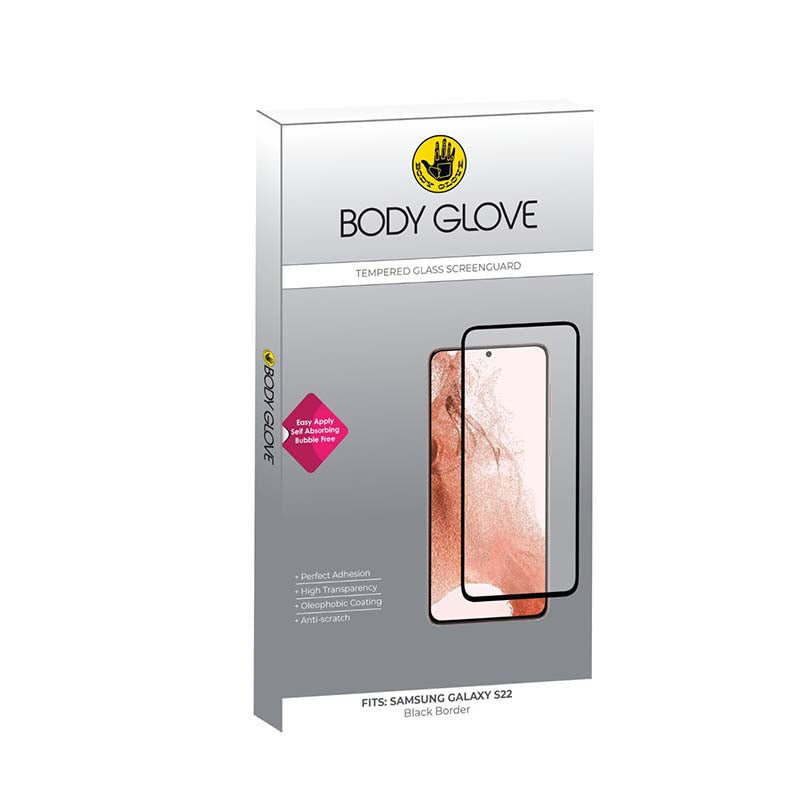 Body Glove Samsung Galaxy S22 5G Tempered Glass Screen Protector - Black - Black