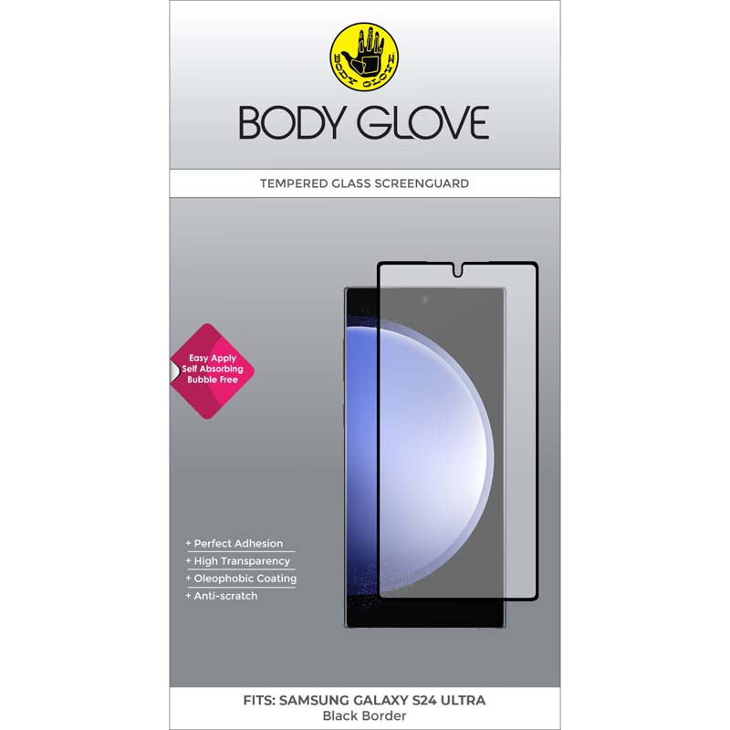 Body Glove Samsung Galaxy S24 Ultra 5G Tempered Glass Screen Protector - Black - Black