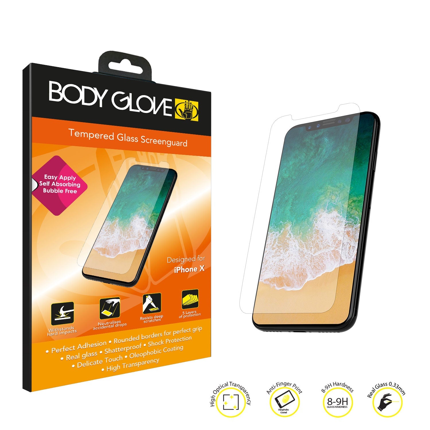 Body Glove Tempered Glass Apple iPhone 11 Pro/XS/X Screen Protector - Clear - Clear