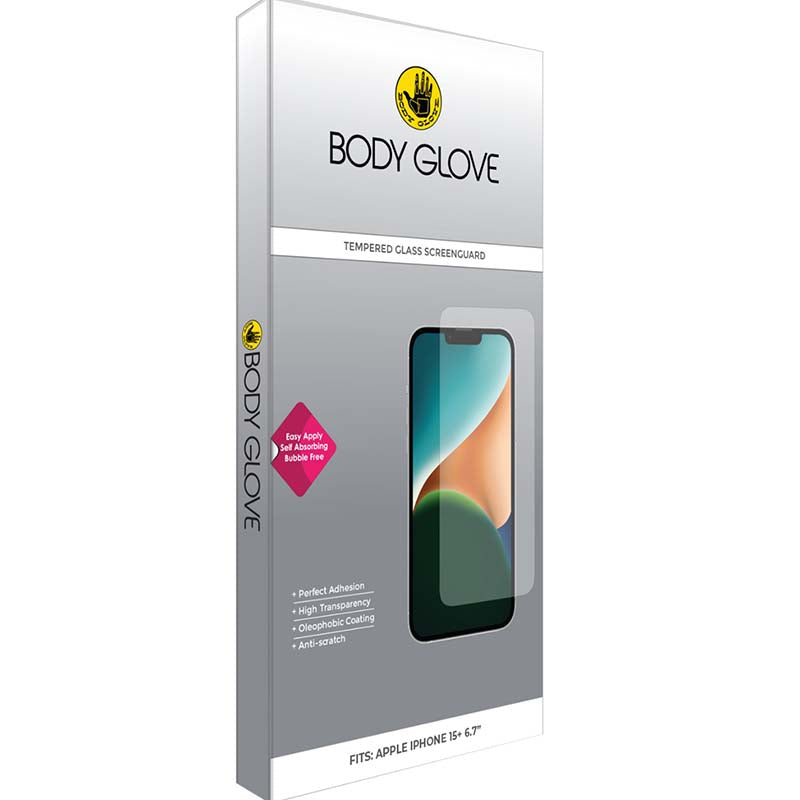 Body Glove Tempered Glass Screen Protector iPhone 15 Plus - Clear - Clear