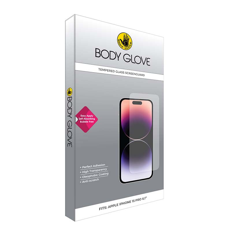Body Glove Tempered Glass Screen Protector iPhone 15 Pro - Clear - Clear
