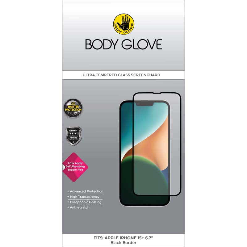 Body Glove Ultra Tempered Glass Protector for Apple iPhone 15+ - Clear