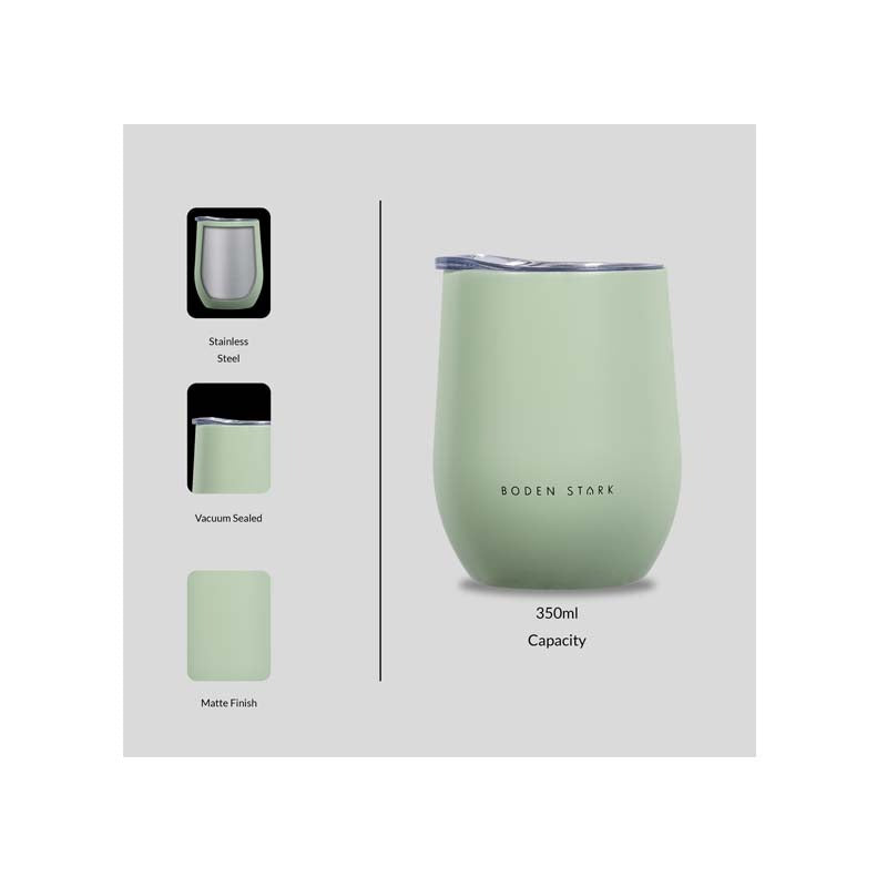 Boden Stark Stainless steel 350 ml Tumbler Flask - Green