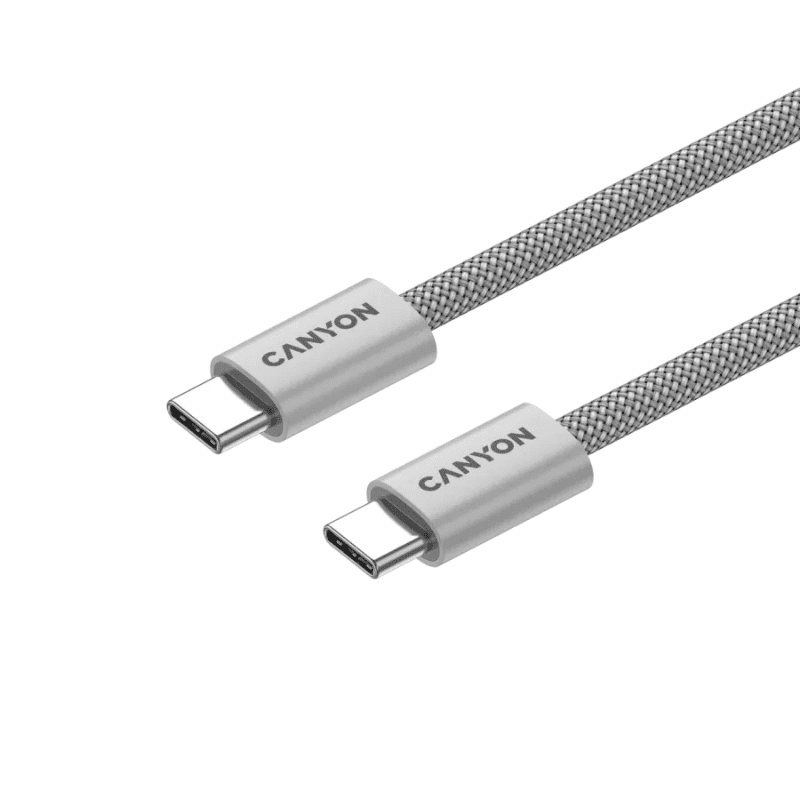 Canyon Cable OnWire 60MG Type-C to Type-C 60W Magnet Braided 1m - Light Grey - Grey