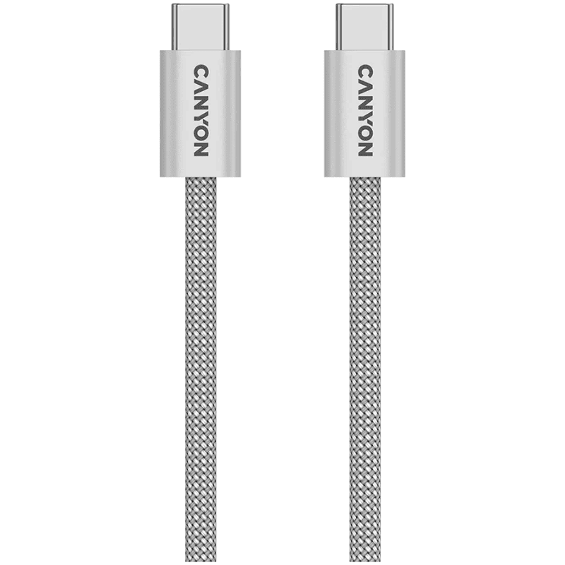 Canyon Cable OnWire 60MG Type-C to Type-C 60W Magnet Braided 1m - Light Grey - Grey