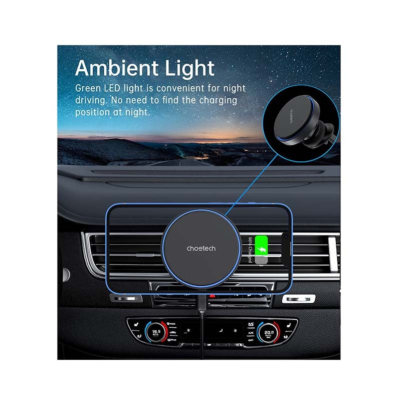 Choetech Magnetic Wireless Car Charger T205-F 15W - Black