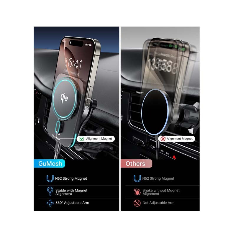 Choetech Magnetic Wireless Car Charger T231-F 15W - Black